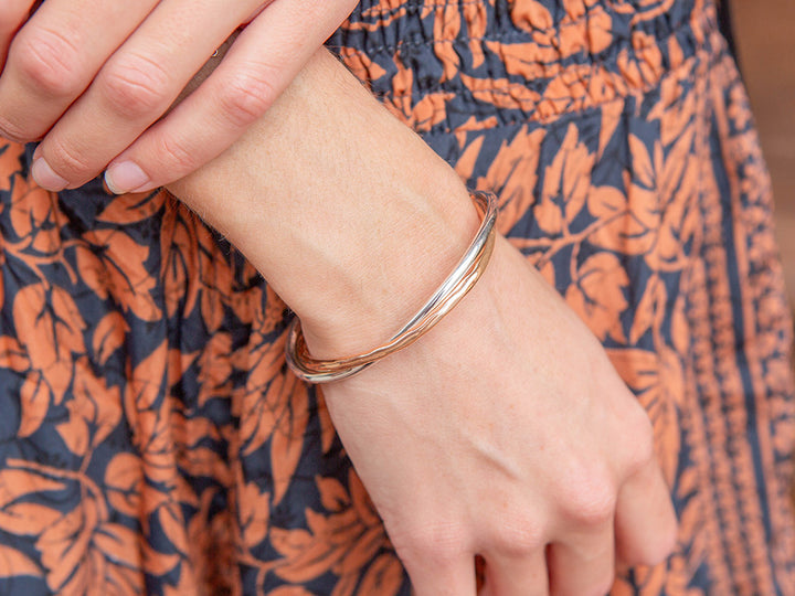 Silver & Copper Twist Cuff