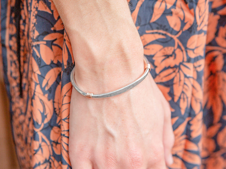 Silver Cuff w/ Copper Coils