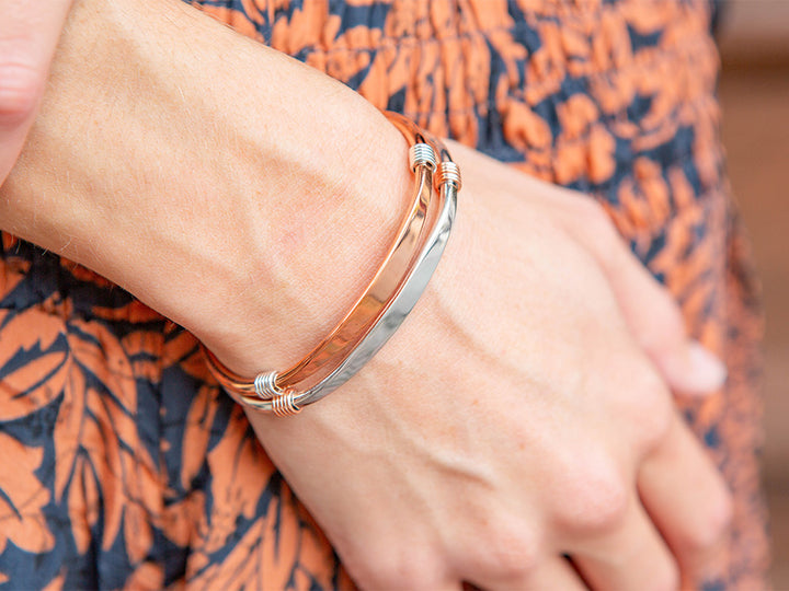 Silver Cuff w/ Copper Coils