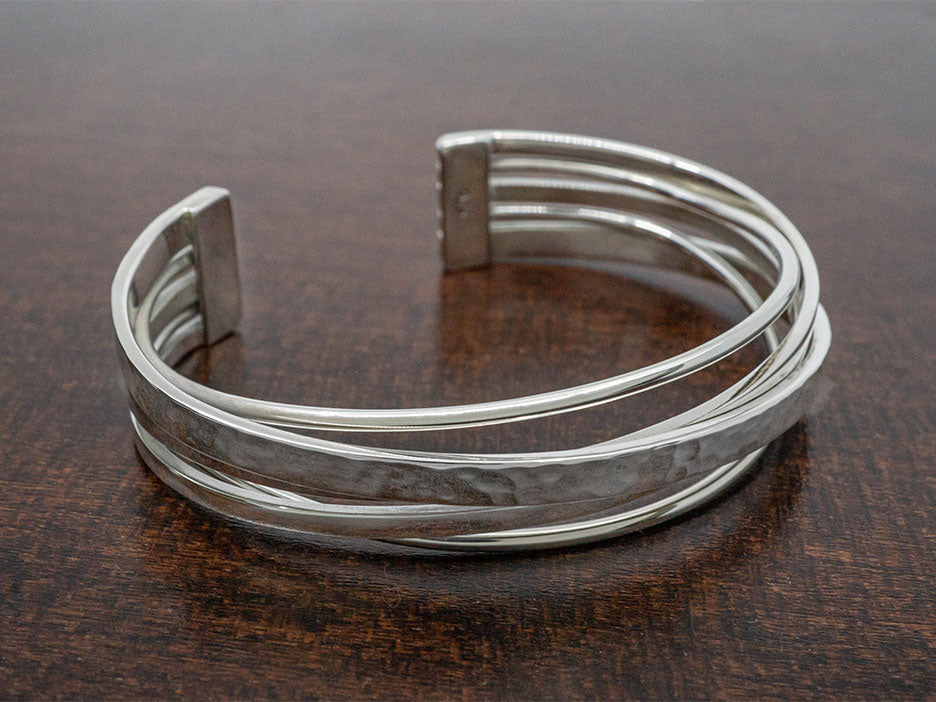 Hammered Overlapping Bands Cuff