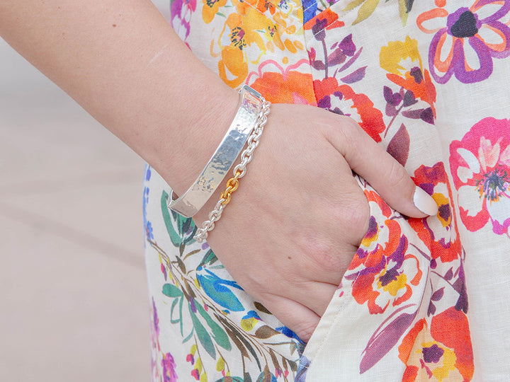 Oval Links Bracelet w/ Gold Detail