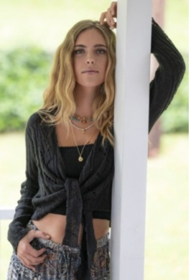 Tie Knit Top Black O/S