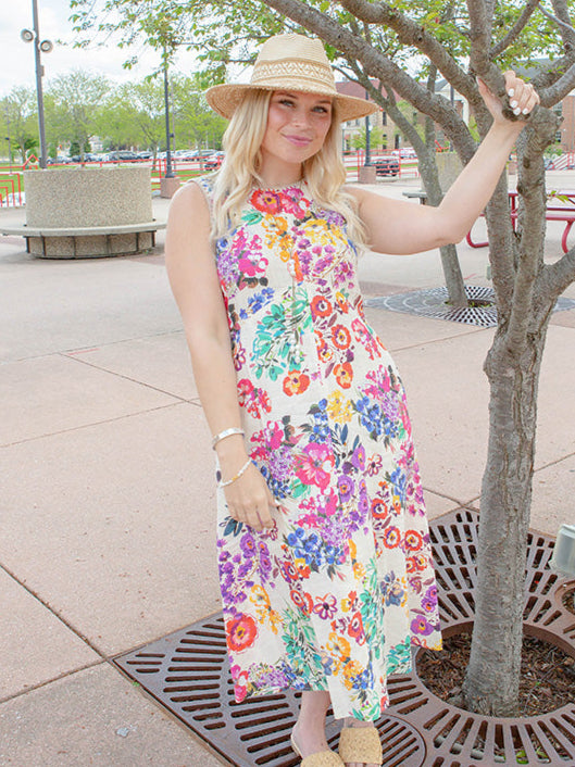 Johnny Was Evalon Linen Chevron Tank Dress