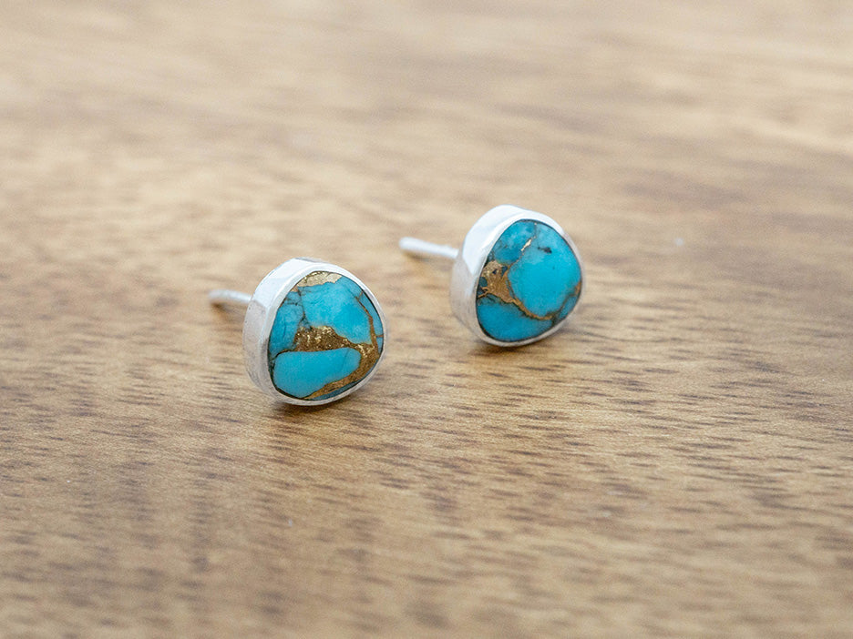 Bronzed Turquoise Trillion Studs