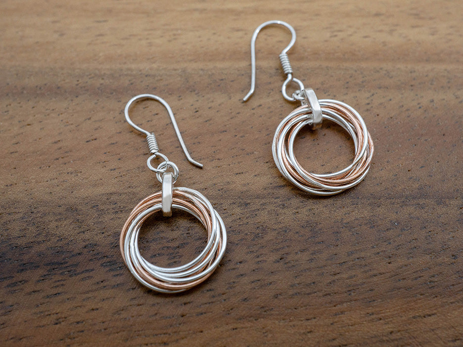 Silver & Copper Multi-Rings Earring on Hook