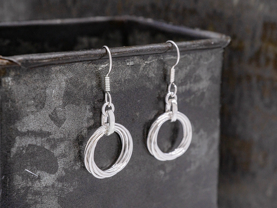 Silver Multi-Rings Earring on Hook