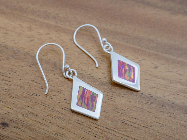 Pink Opal Inlay Earring on Hook
