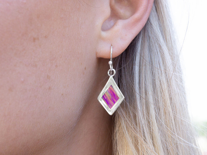 Pink Opal Inlay Earring on Hook