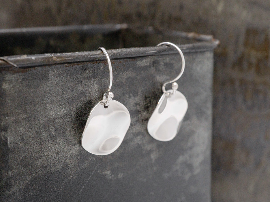Smooth Undulating Disc Earring on Hook