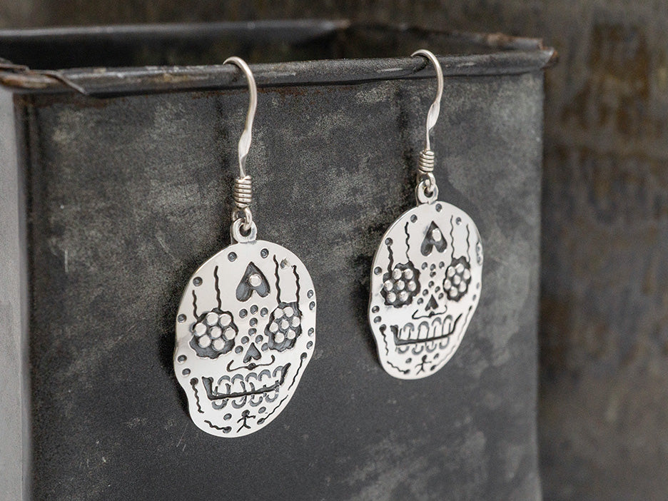 Sugar Skull w/ Beaded Eyes Earring