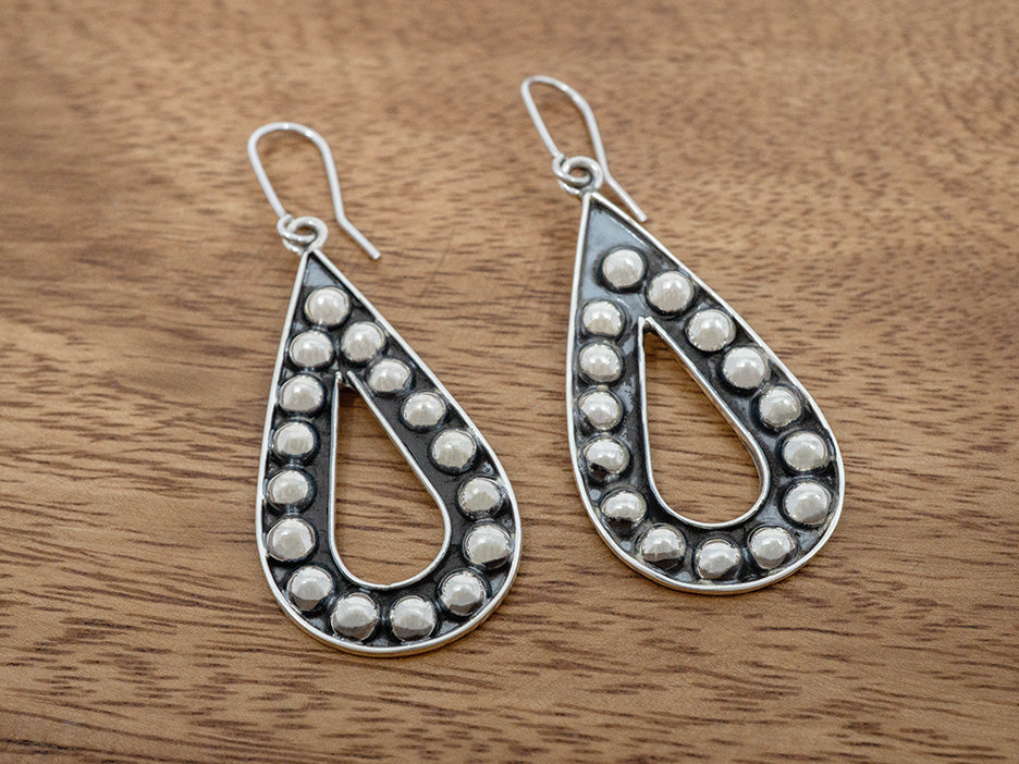 Beaded Open Teardrop Earrings