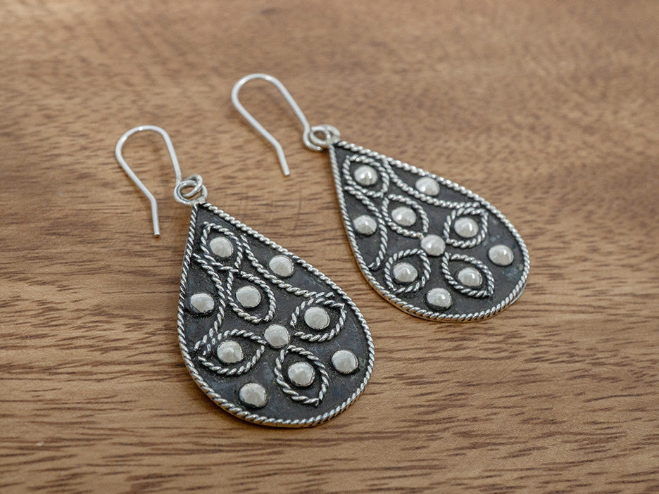 Large Vintage Style Tear Drop Earrings