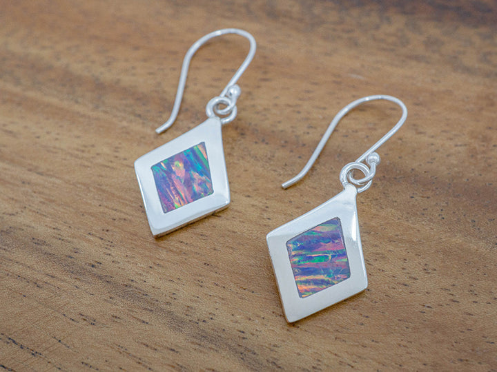 Lilac Opal Inlay Earring on Hook