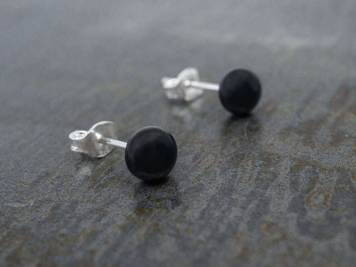 Black Pearl Stud on Silver Post