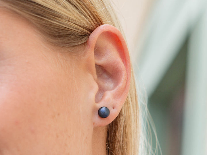 Black Pearl Stud on Silver Post