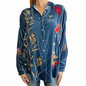 Johnny Was Aria Oversized Shirt Denim Indigo – Corazon