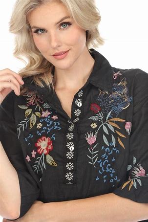 Johnny Was Indalo Henley Kimono Sleeve Dress