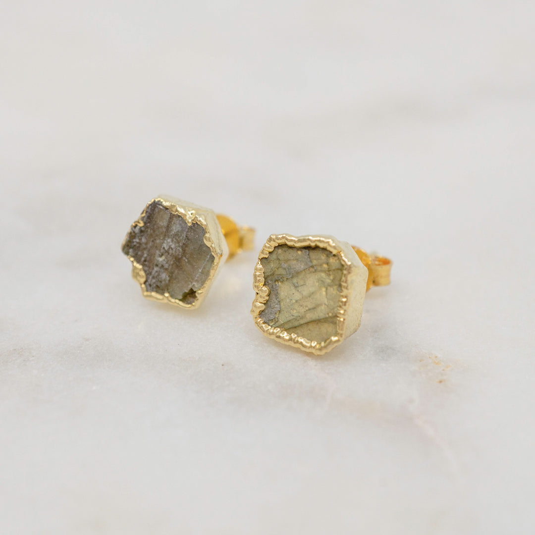 Rough Labradorite Studs