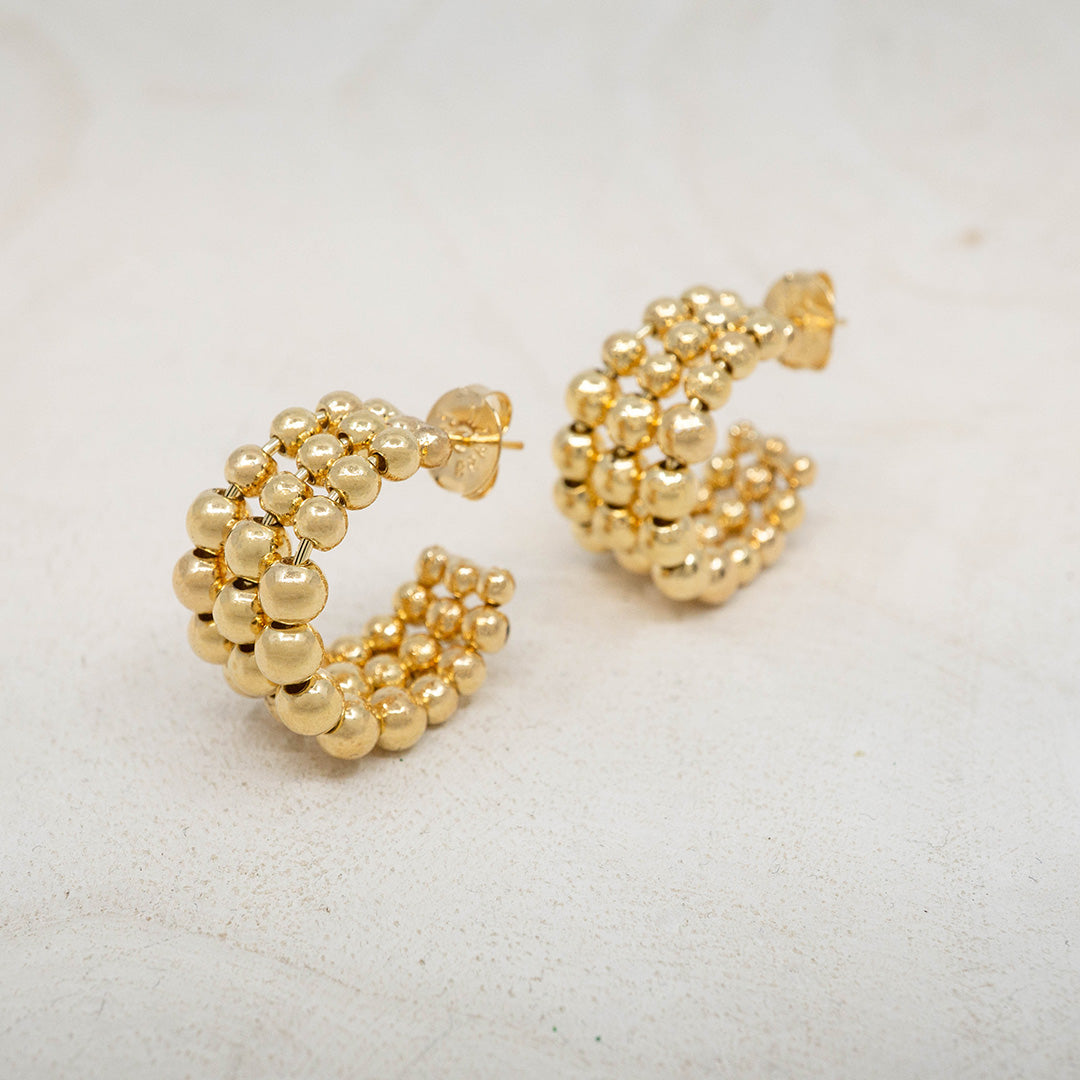 Triple Row Beaded Hoops – Corazon Sterling Silver from Taxco