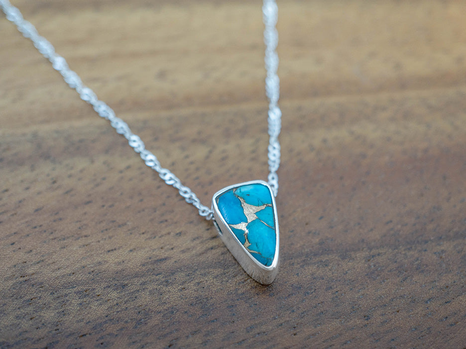 Bronzed Turquoise Triangle Necklace