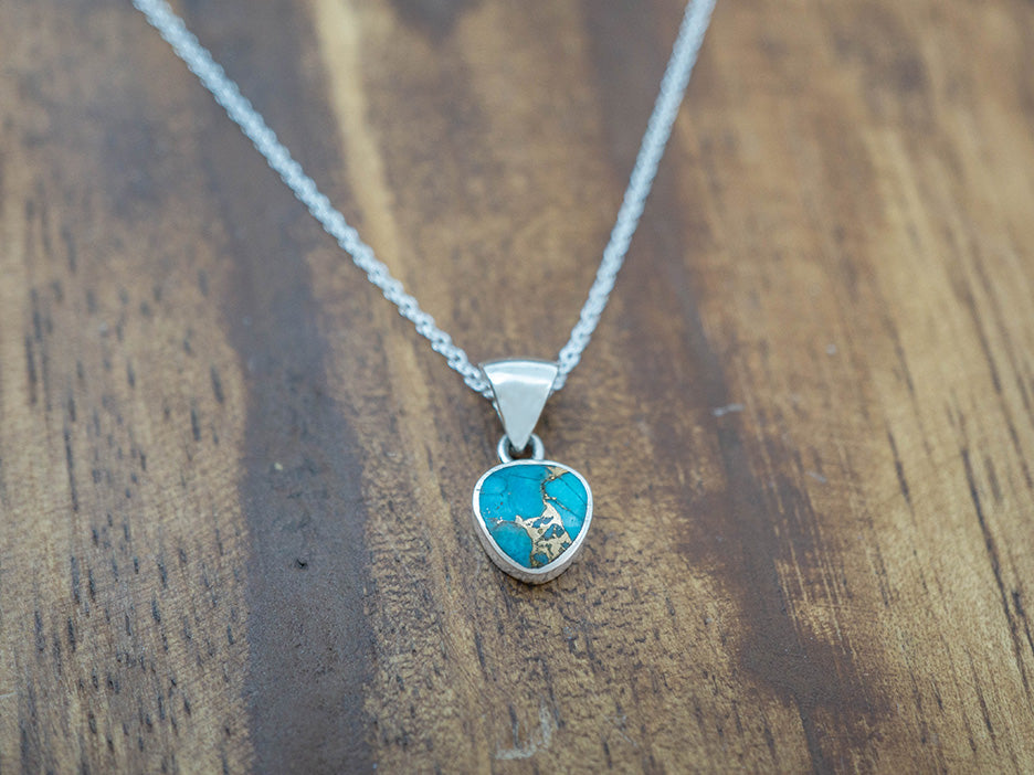 Petite Bronzed Turquoise Trillion Necklace