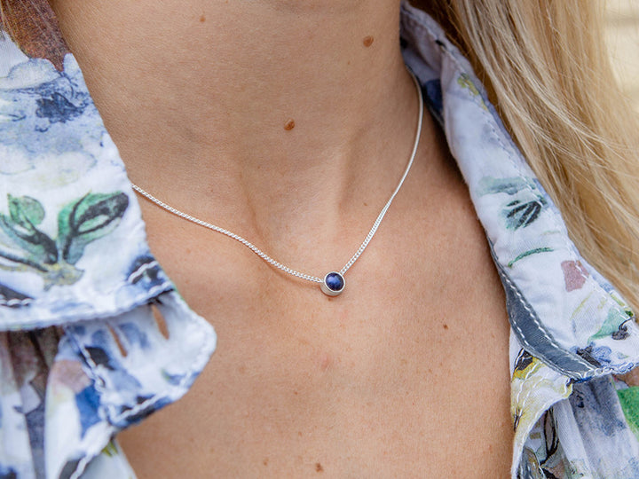 Petite Black Pearl Cabochon Necklace