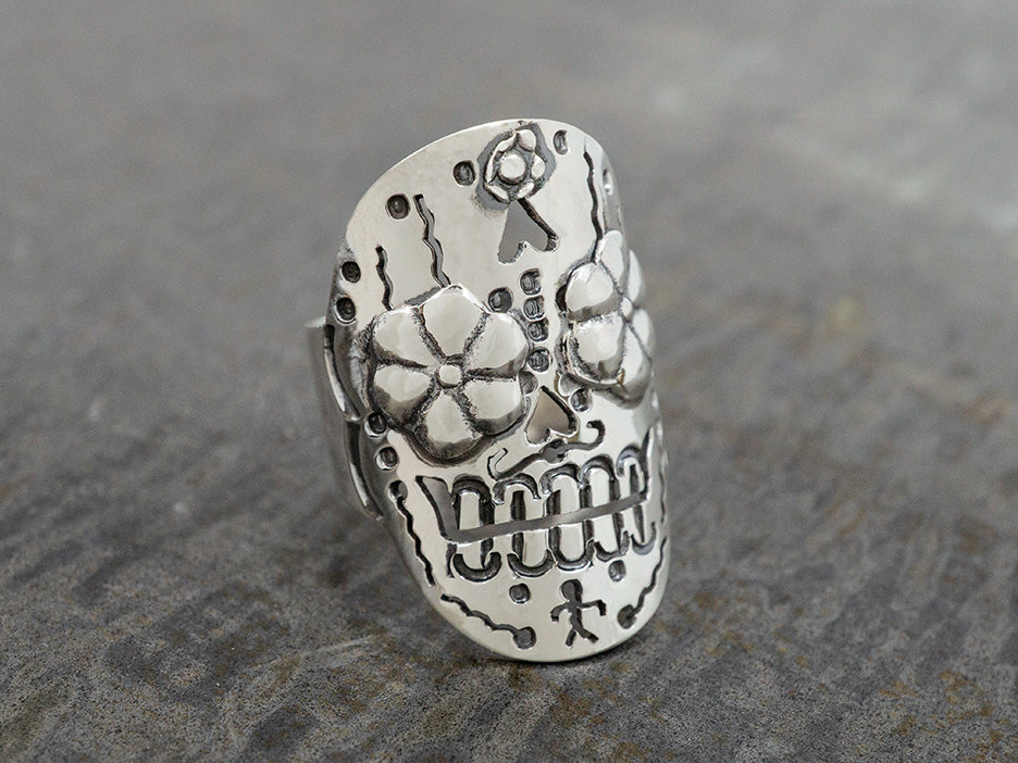 Adjustable Sugar Skull Ring