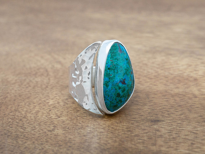 Chrysocolla Media Luna Ring
