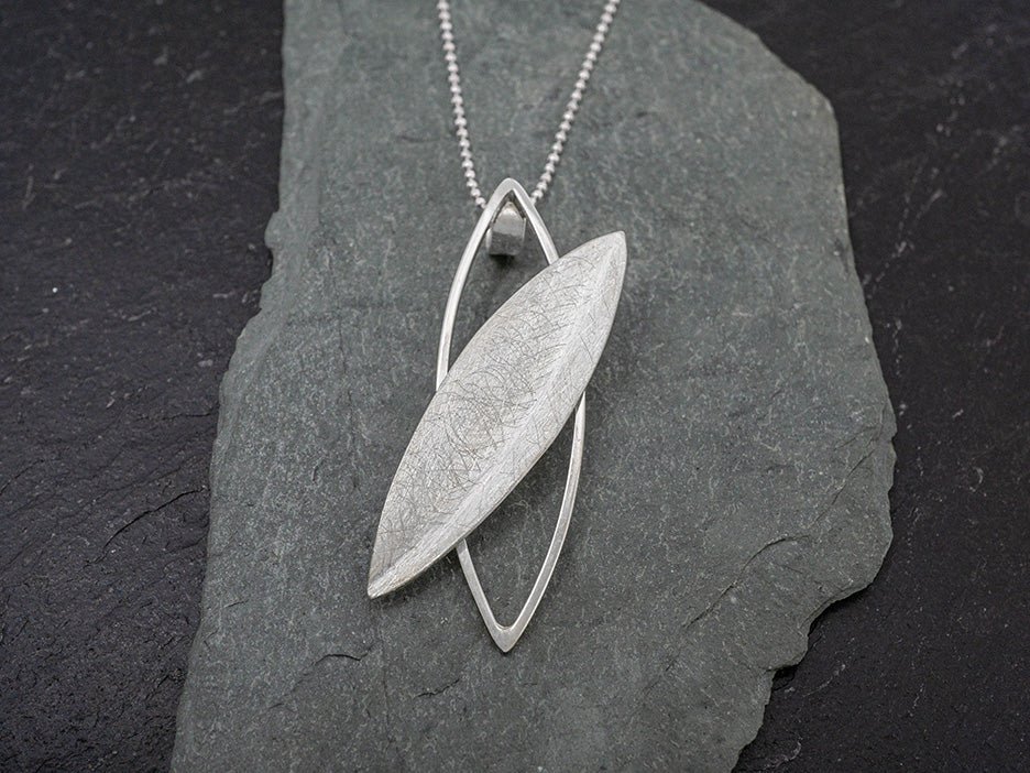 Scoured Leaf Over Wire Frame Pendant