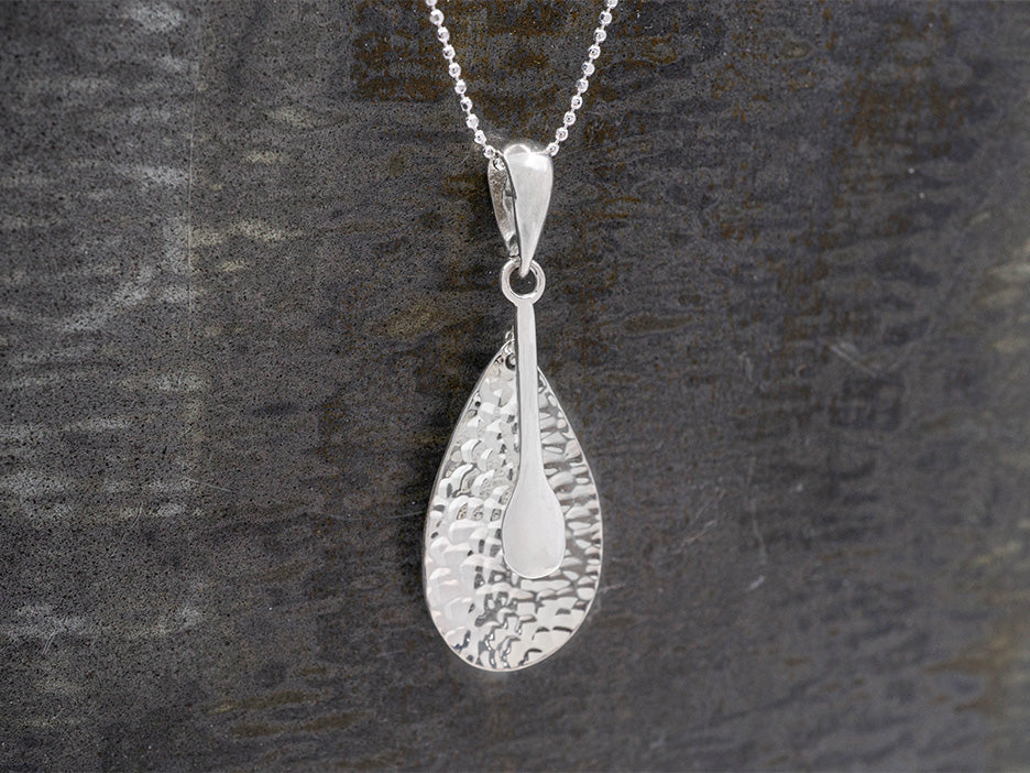 Hammered Teardrop Pendant w/ Spoon Dangle
