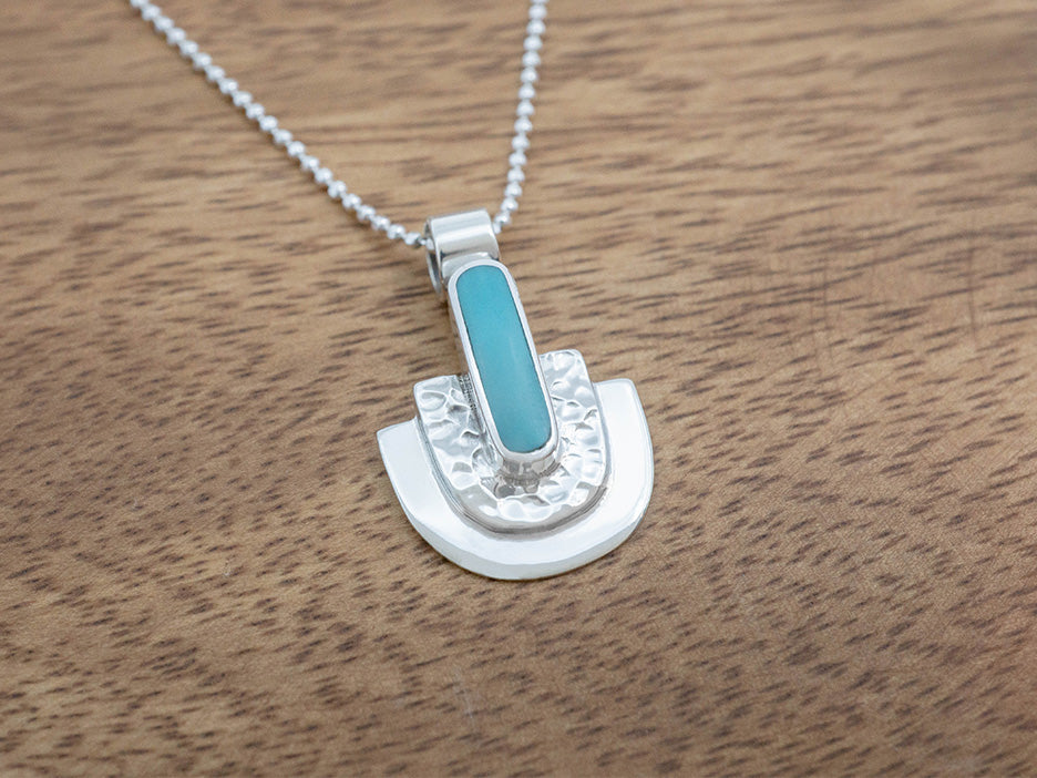 Turquoise Capsule Pendant in Half Setting