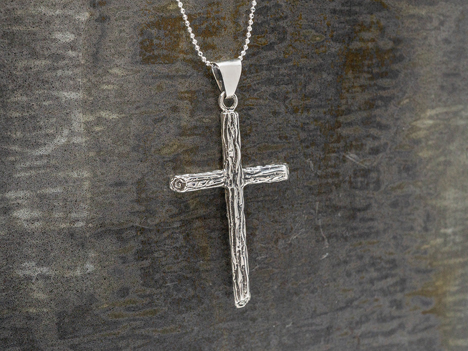Wood Textured Cross Pendant