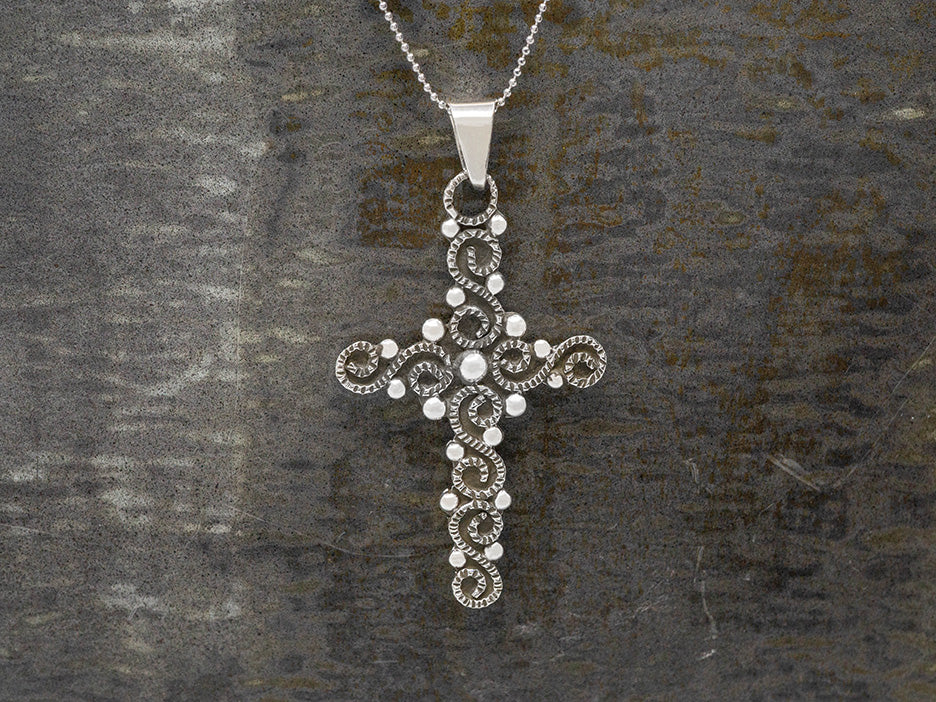 Vintage Style Oxidized Cross Pendant