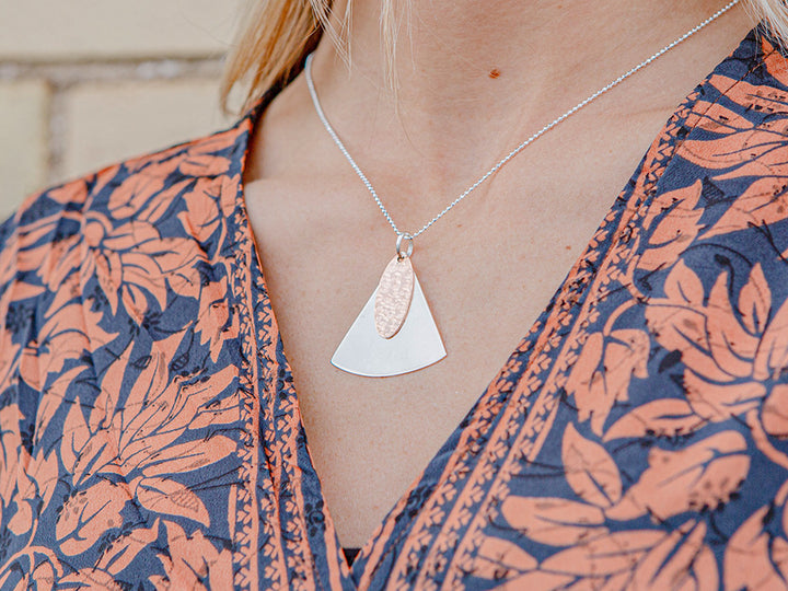 Hammered Silver & Copper Shapes Pendant