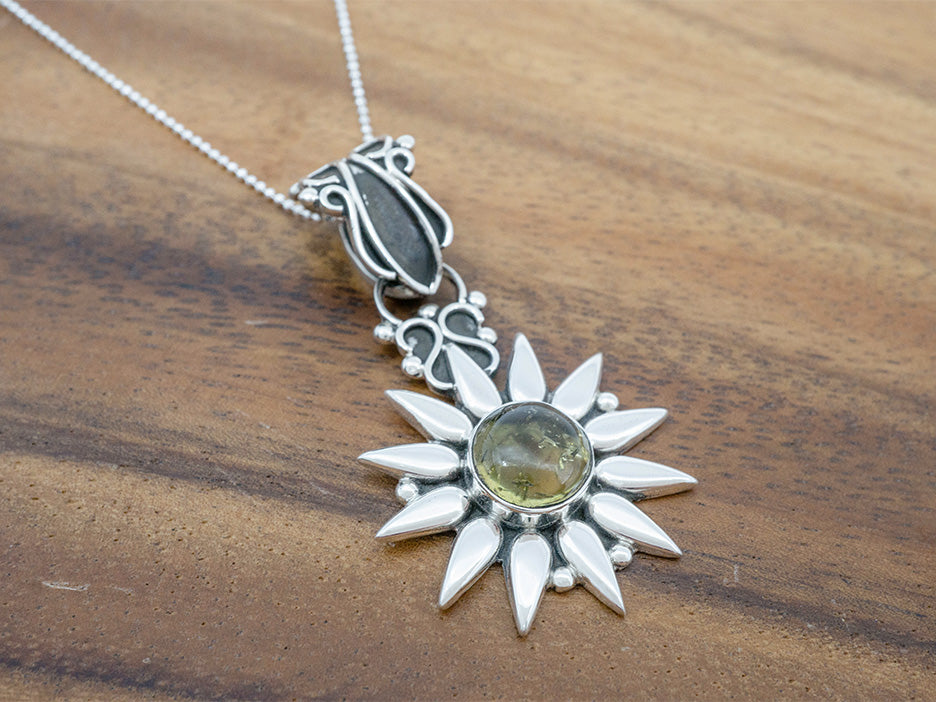 Amber Sunburst Pendant w/ Decorative Bail