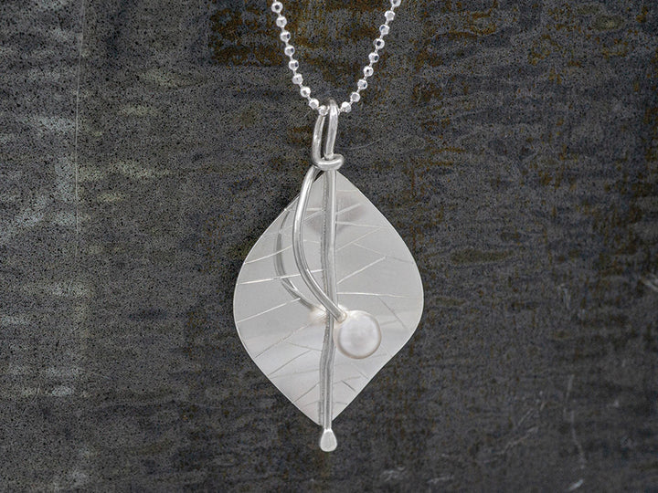 Modern Leaf Pendant w/ Pearl