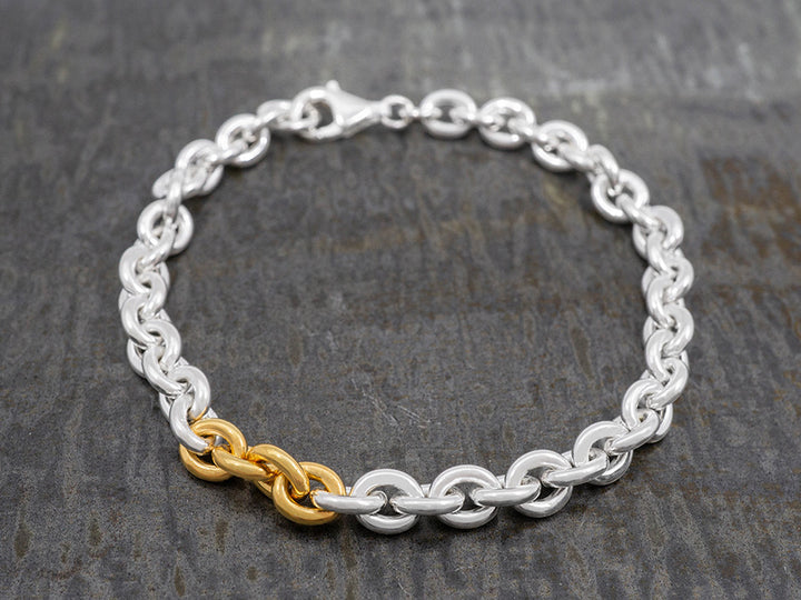 Oval Links Bracelet w/ Gold Detail