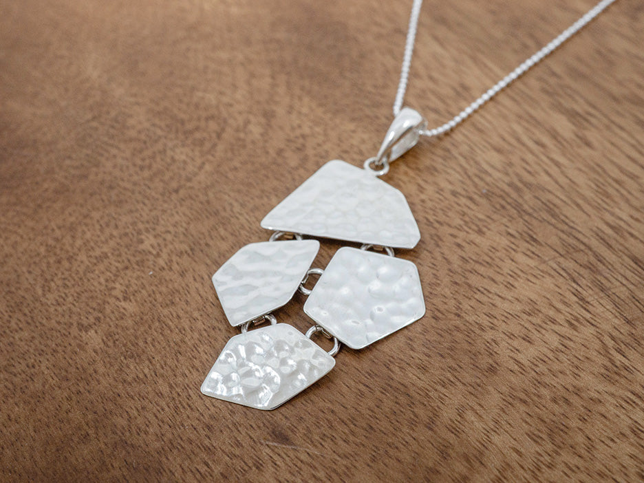Hammered Pendant w/ Geometric Tiles