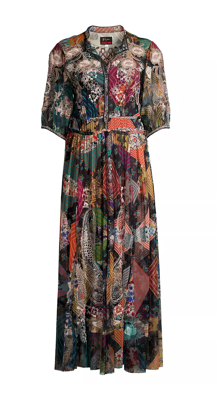 Johnny Was Kiara Patchwork Mesh Dress