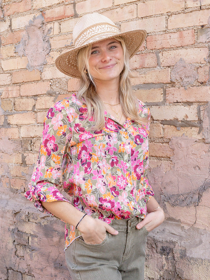 Isla Flores Blouse, Tarragon