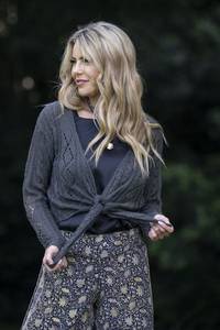 CIENNA Knit Tie Top Charcoal O/S