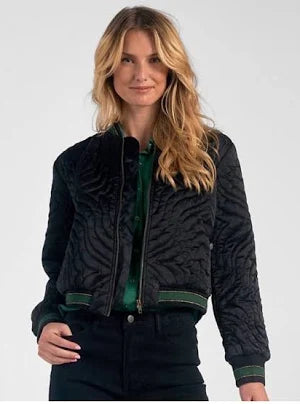Quilted Bomber Jacket, Black