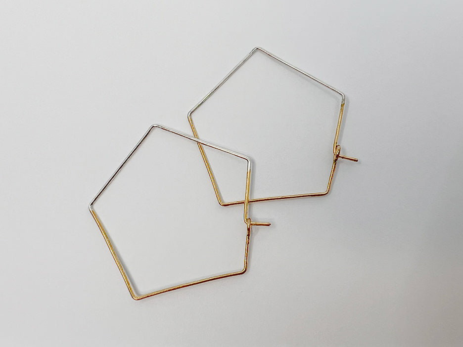 Medium Pentagon Wire Hoop Silver/Gold