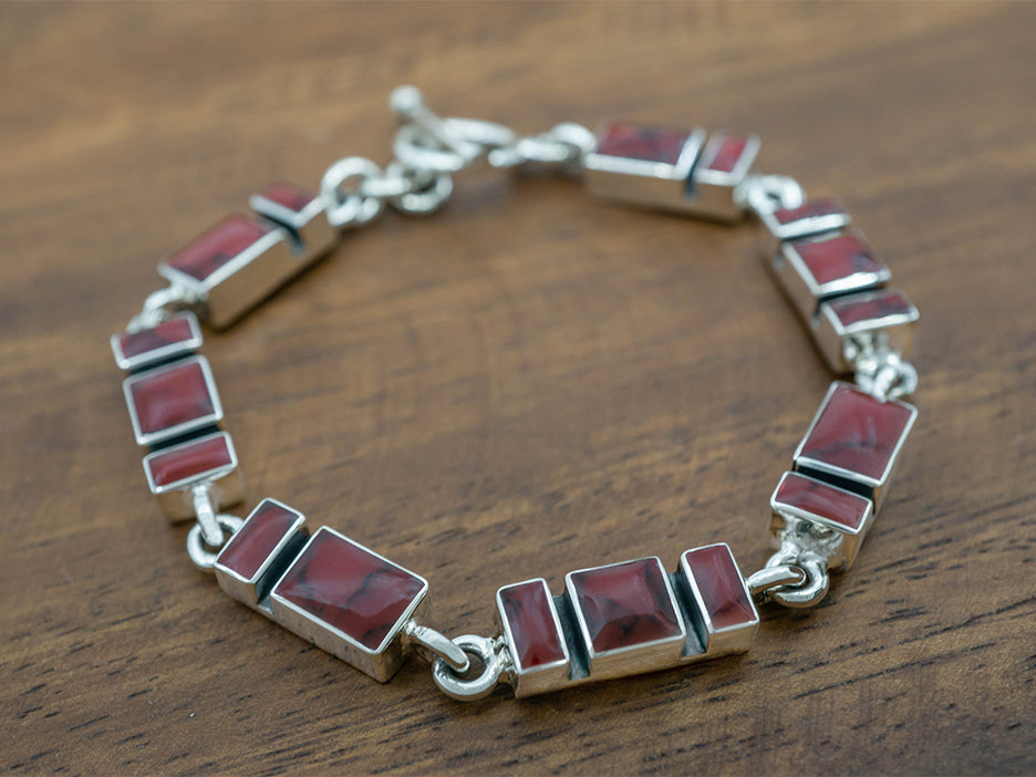 Red Jasper Mosaic Links Bracelet