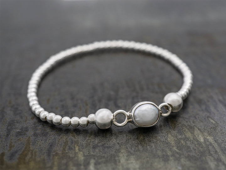 Beaded Stretch Bracelet w/ Pearl Center