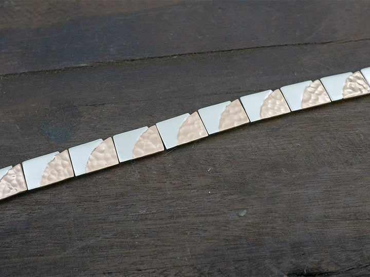 Hammered Copper & Silver Puzzle Bracelet