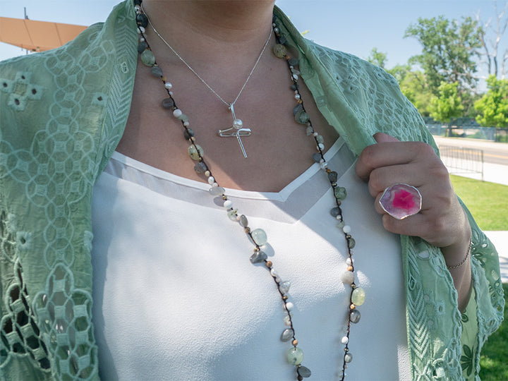 Modern Cross Pendant w/ Pearl