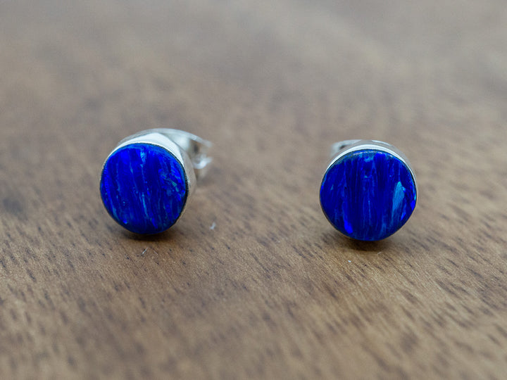 Dark Blue Opal Studs