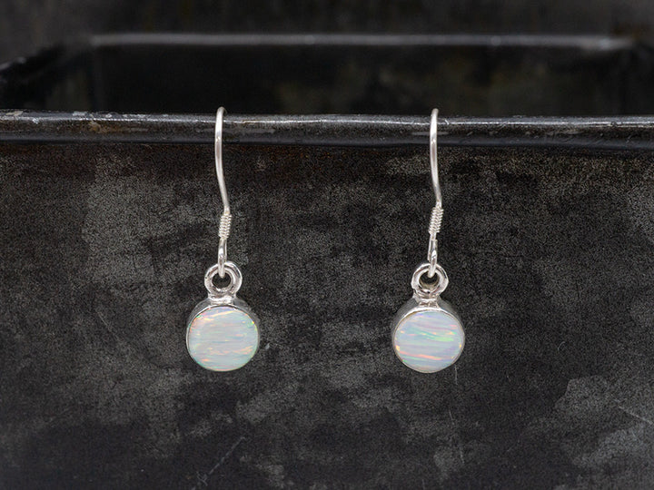 Round Opal Cab on Hook, White