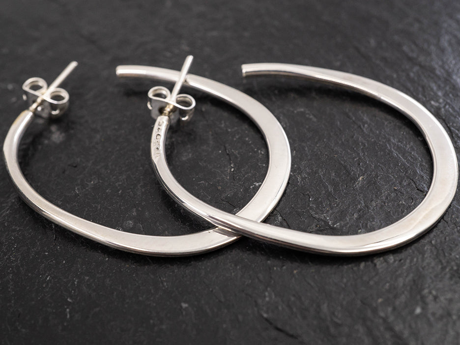 sterling silver oval hoop earrings
